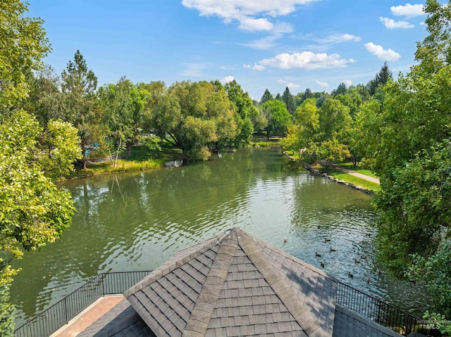 view of dock featuring a water view