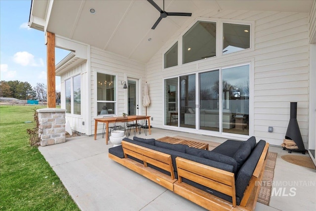 view of patio featuring an outdoor hangout area and outdoor dining space