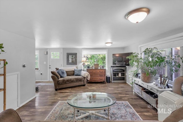 1315 E Lincoln Ave, Nampa, ID 83686 - living area with wood finished floors, a fireplace, and baseboards