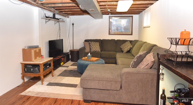 living room with light hardwood / wood-style floors