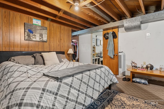 1713 12th St, Lewiston, ID 83501 - bedroom with carpet floors, wood walls, and a closet