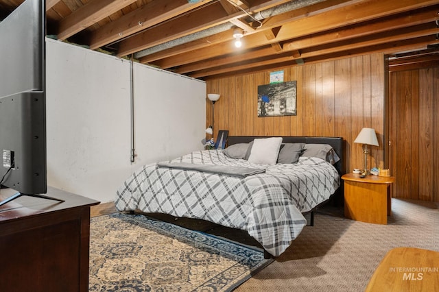 1713 12th St, Lewiston, ID 83501 - bedroom with wood walls and carpet