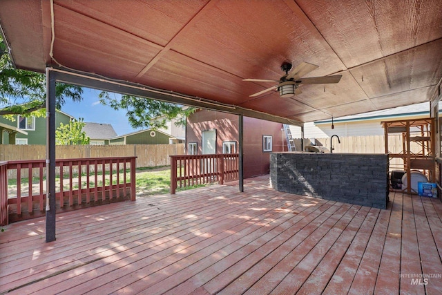 3004 Sandstone Pl, Caldwell, ID 83605 - deck featuring a fenced backyard and ceiling fan