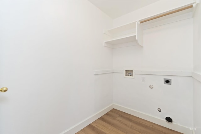 laundry area featuring hookup for a gas dryer, washer hookup, electric dryer hookup, and hardwood / wood-style floors