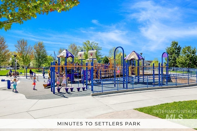 community jungle gym with fence