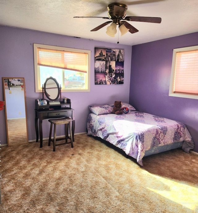 846 Wyoming St, Gooding, ID 83330 - bedroom with carpet floors, a textured ceiling, and ceiling fan