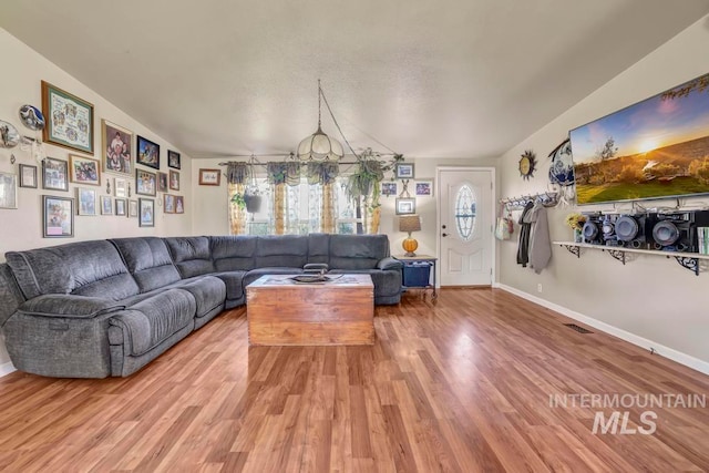 living room with wood-type flooring