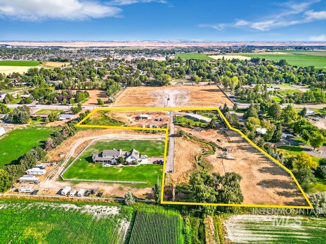 bird's eye view featuring a rural view