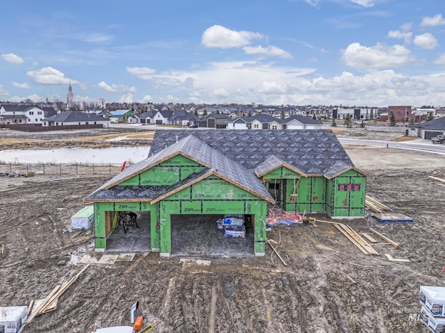 aerial view with a residential view