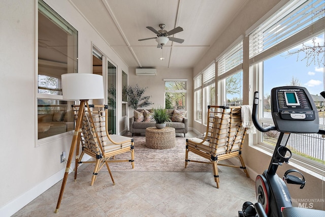 724 E Lakebrook Ln, Eagle, ID 83616 - sunroom featuring a wall mounted AC and baseboards