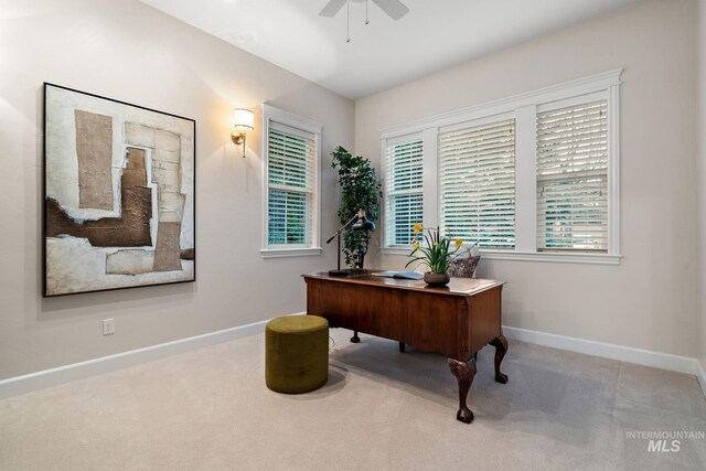 724 E Lakebrook Ln, Eagle, ID 83616 - carpeted home office with ceiling fan and baseboards