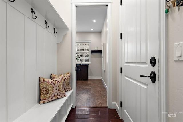 724 E Lakebrook Ln, Eagle, ID 83616 - mudroom with dark wood finished floors and recessed lighting