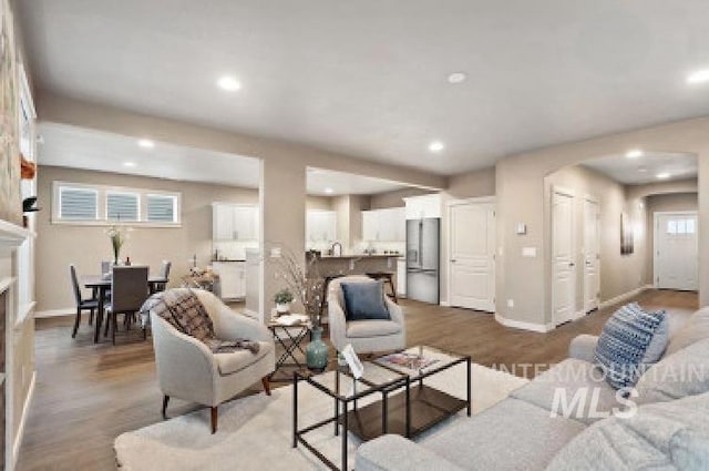 living room with wood-type flooring