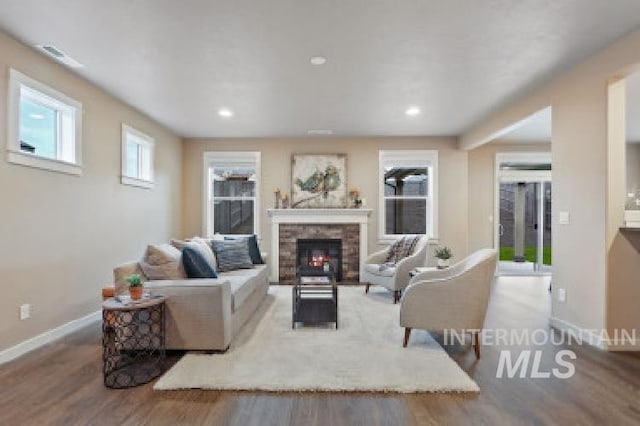 living room featuring light hardwood / wood-style floors