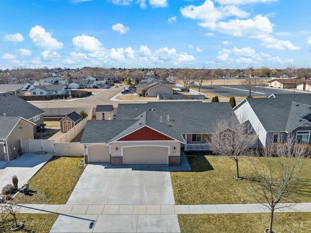 aerial view with a residential view