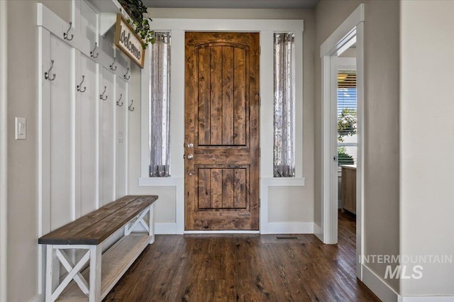 27985 Gray Sage Rd, Caldwell, ID 83607 - mudroom with baseboards and wood finished floors