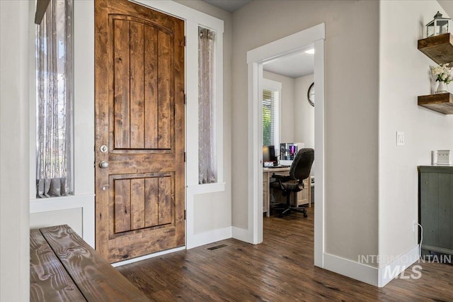 27985 Gray Sage Rd, Caldwell, ID 83607 - foyer entrance featuring dark wood-type flooring and baseboards