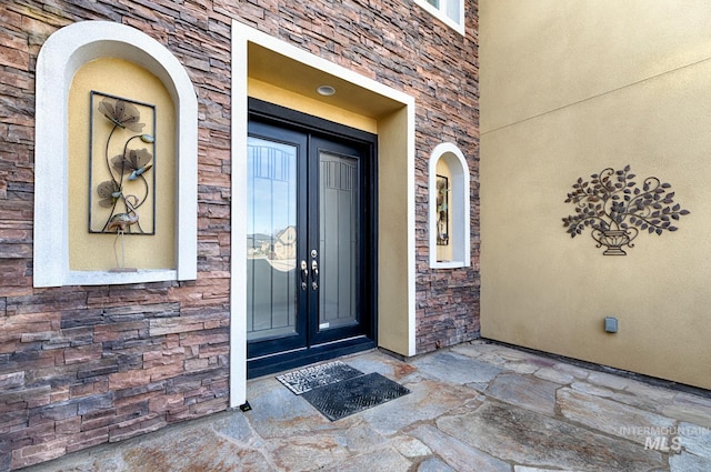 entrance to property with french doors