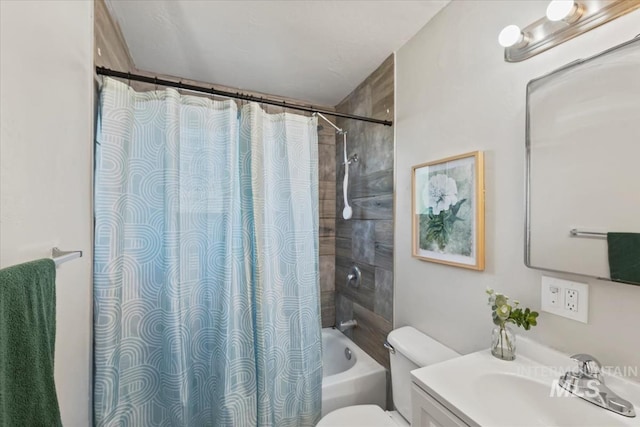 1325 E 5th N, Mountain Home, ID 83647 - bathroom featuring toilet, shower / bath combo, and vanity