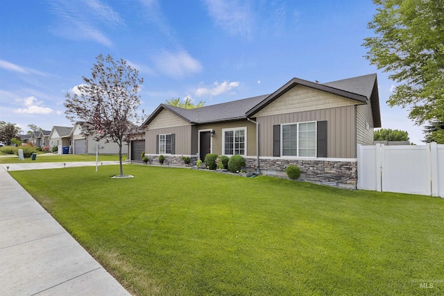1011 Lynx, Jerome, ID 83338 - single story home with stone siding, a garage, board and batten siding, and concrete driveway