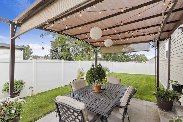 1011 Lynx, Jerome, ID 83338 - fenced backyard featuring a patio, outdoor dining area, and a pergola