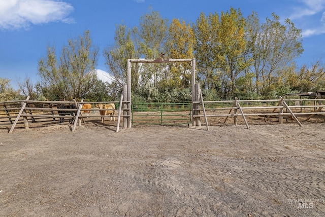 view of yard with a rural view