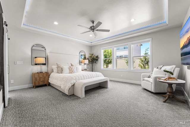 3067 N Sun City Ave, Star, ID 83669 - bedroom with a raised ceiling, carpet, recessed lighting, and a ceiling fan
