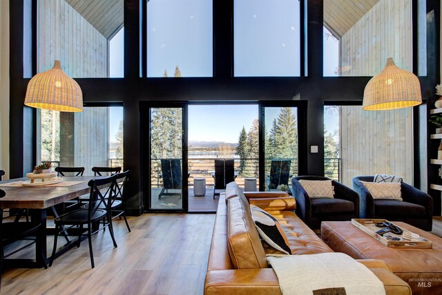 living room with wood finished floors