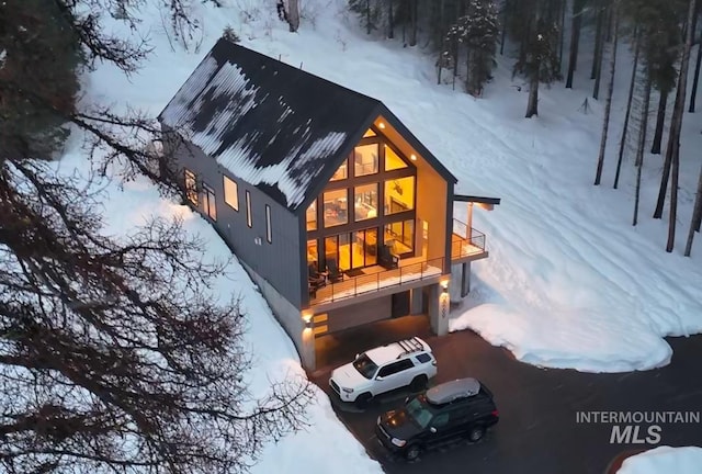 exterior space featuring a garage