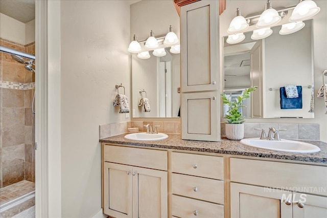 1512 N 28th St, Boise, ID 83703 - full bathroom featuring a tile shower and double vanity