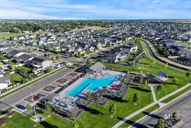 drone / aerial view featuring a residential view