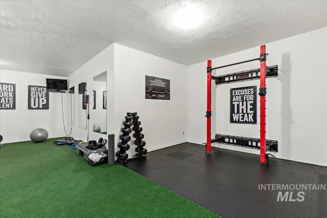 2873 W Wind Dr, Eagle, ID 83616 - workout area featuring a textured ceiling