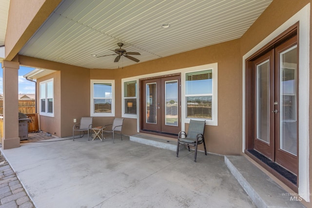 120 S Marko Ln, Kuna, ID 83634 - view of patio / terrace featuring french doors, a ceiling fan, and area for grilling