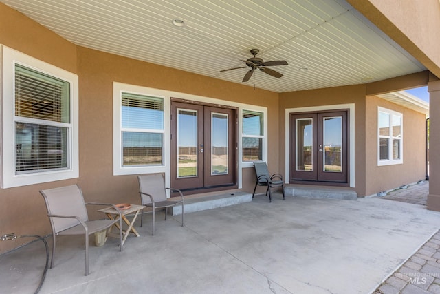 120 S Marko Ln, Kuna, ID 83634 - view of patio / terrace with french doors and a ceiling fan