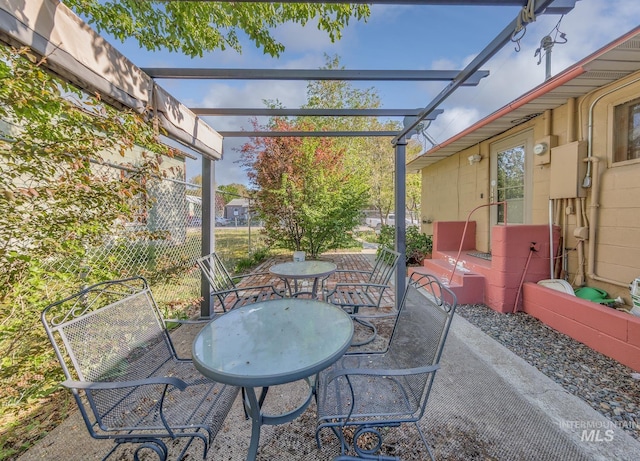 view of patio / terrace featuring a pergola