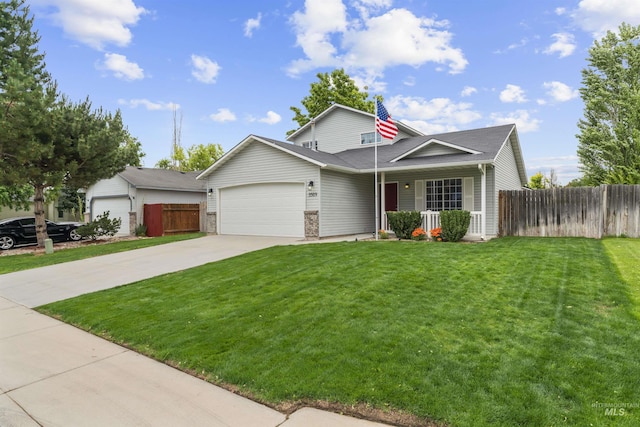 5509 Aspenwood Ave, Caldwell, ID 83607 - ranch-style home featuring a garage, concrete driveway, and covered porch