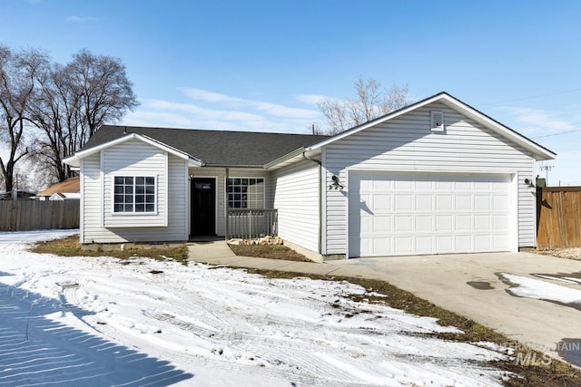 ranch-style home featuring a garage