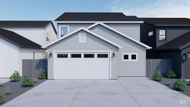 view of front of property featuring driveway and fence