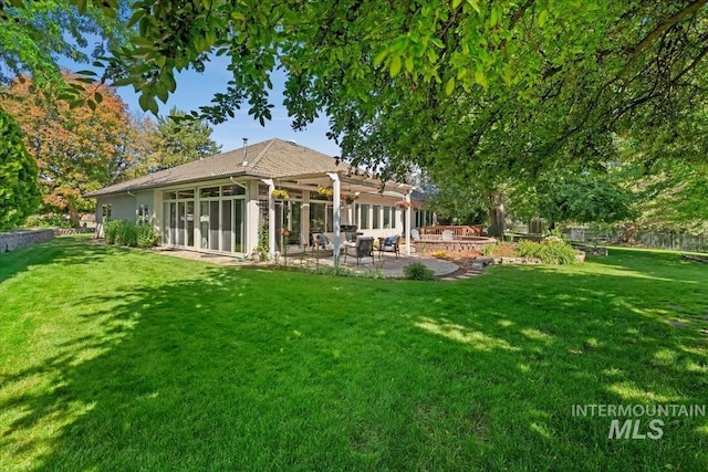 2368 SE 5th Way, Meridian, ID 83642 - rear view of property with a pergola, a patio area, and a yard