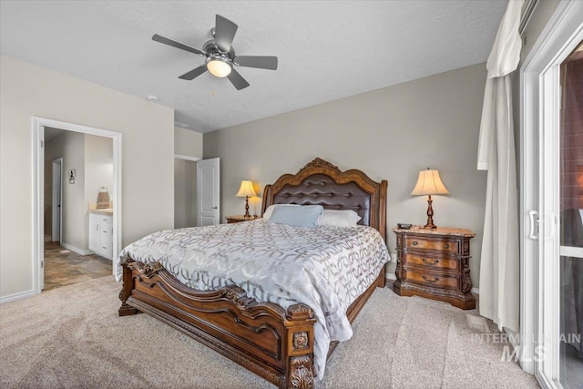 160 Summit Ridge Rd, Horseshoe Bend, ID 83629 - bedroom featuring carpet floors, baseboards, ensuite bathroom, ceiling fan, and a textured ceiling