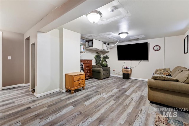 living room with light wood-type flooring