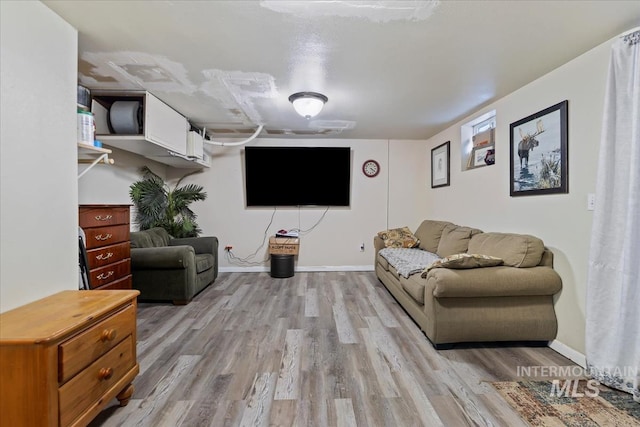 living room with light hardwood / wood-style flooring