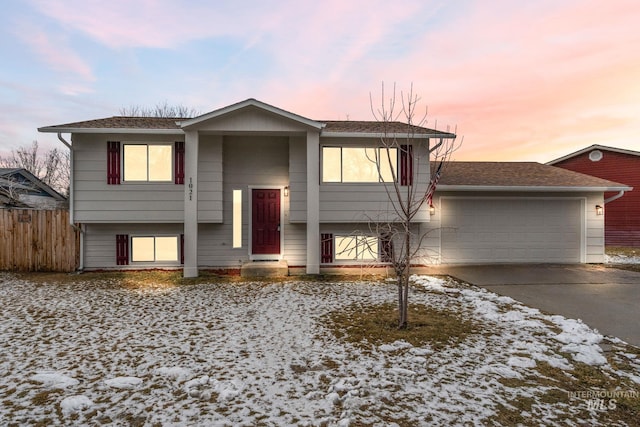 raised ranch with a garage