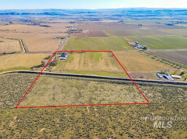 drone / aerial view featuring a rural view