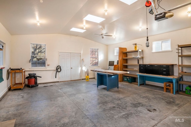 garage featuring a garage door opener and baseboards