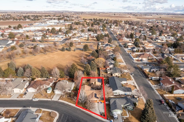 bird's eye view with a residential view