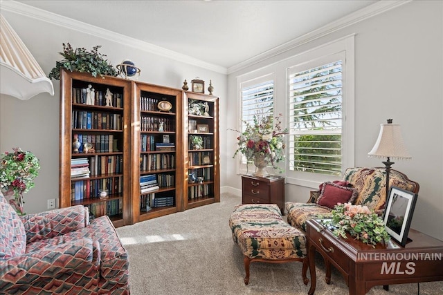 4071 S Twilight Rise Ave, Meridian, ID 83642 - sitting room featuring carpet floors and ornamental molding