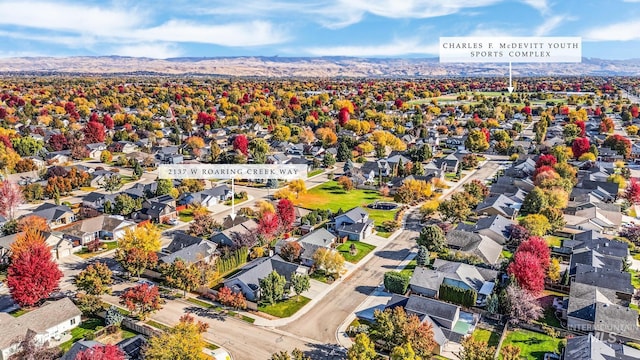 aerial view with a mountain view