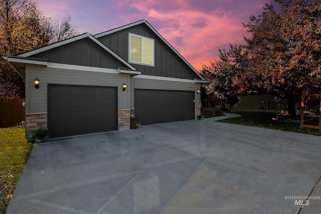 craftsman inspired home with a garage