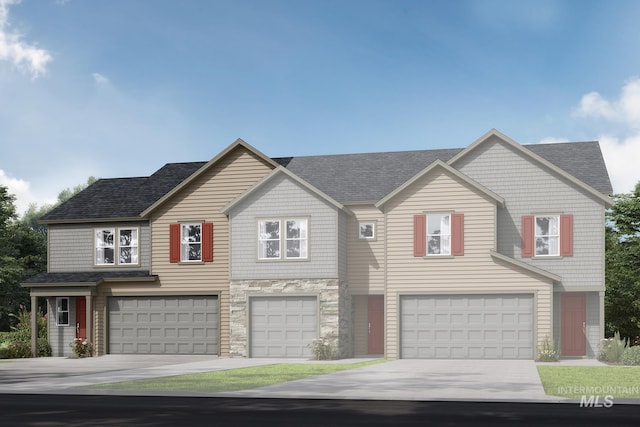 1743 N Solterra Ln, Meridian, ID 83646 - multi unit property with a garage, stone siding, and a shingled roof